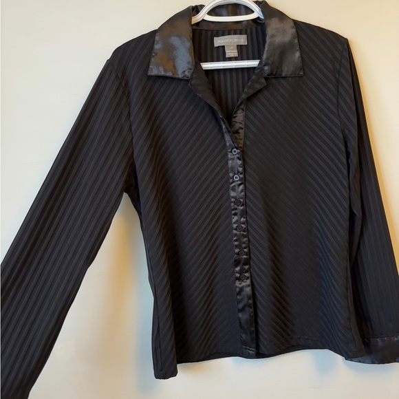Vintage Black Botton-Up Blouse Size L - Picture 8 of 9